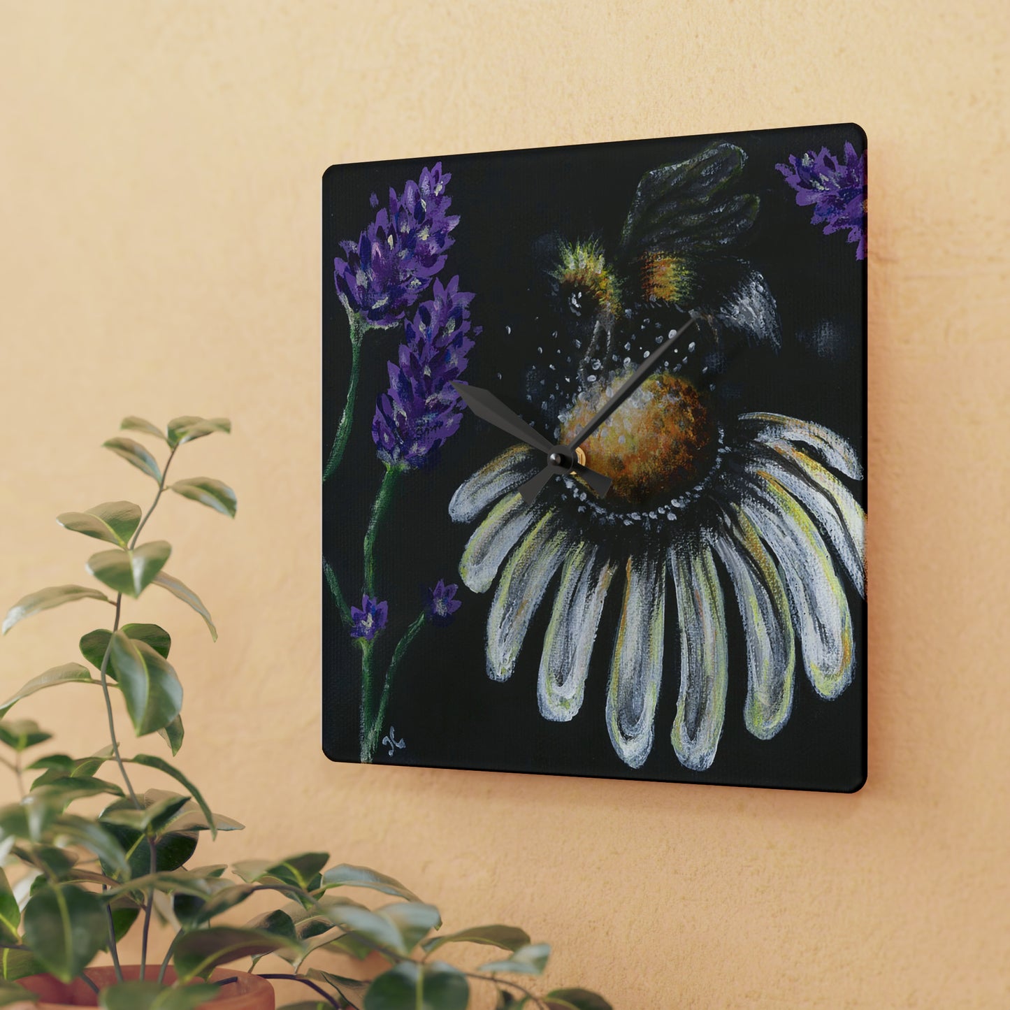 Excited Bee Wall Clock from the Joyful Bee Series