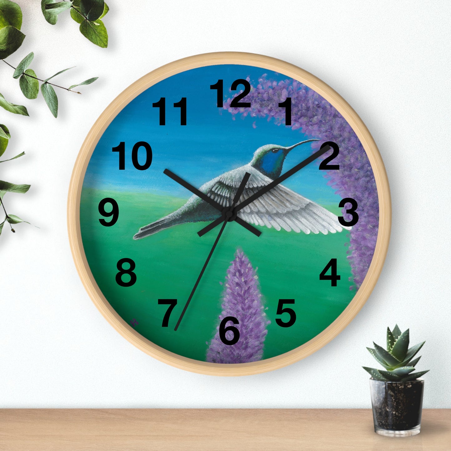 Hummingbird Wall Clock Art by Tammy Clark