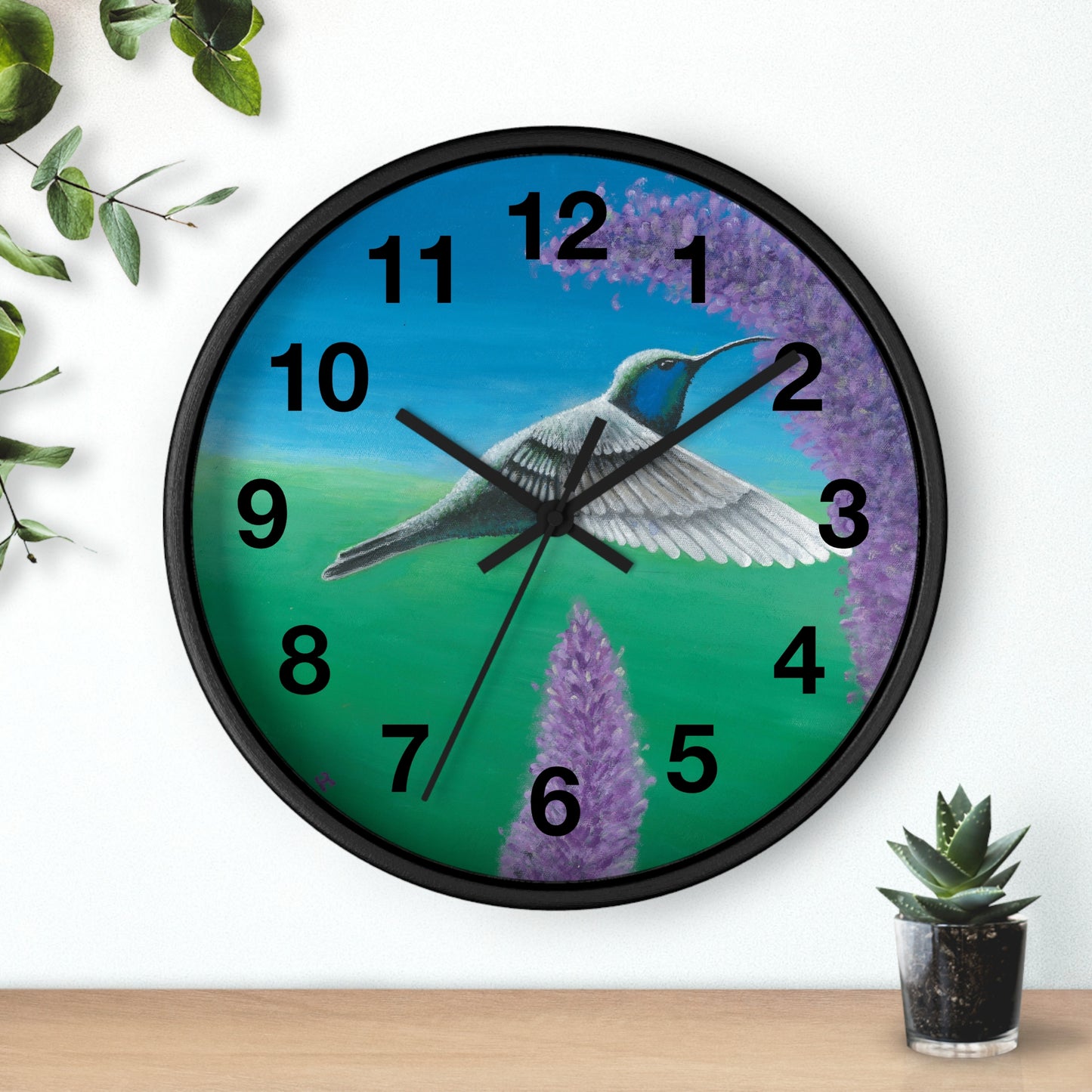 Hummingbird Wall Clock Art by Tammy Clark