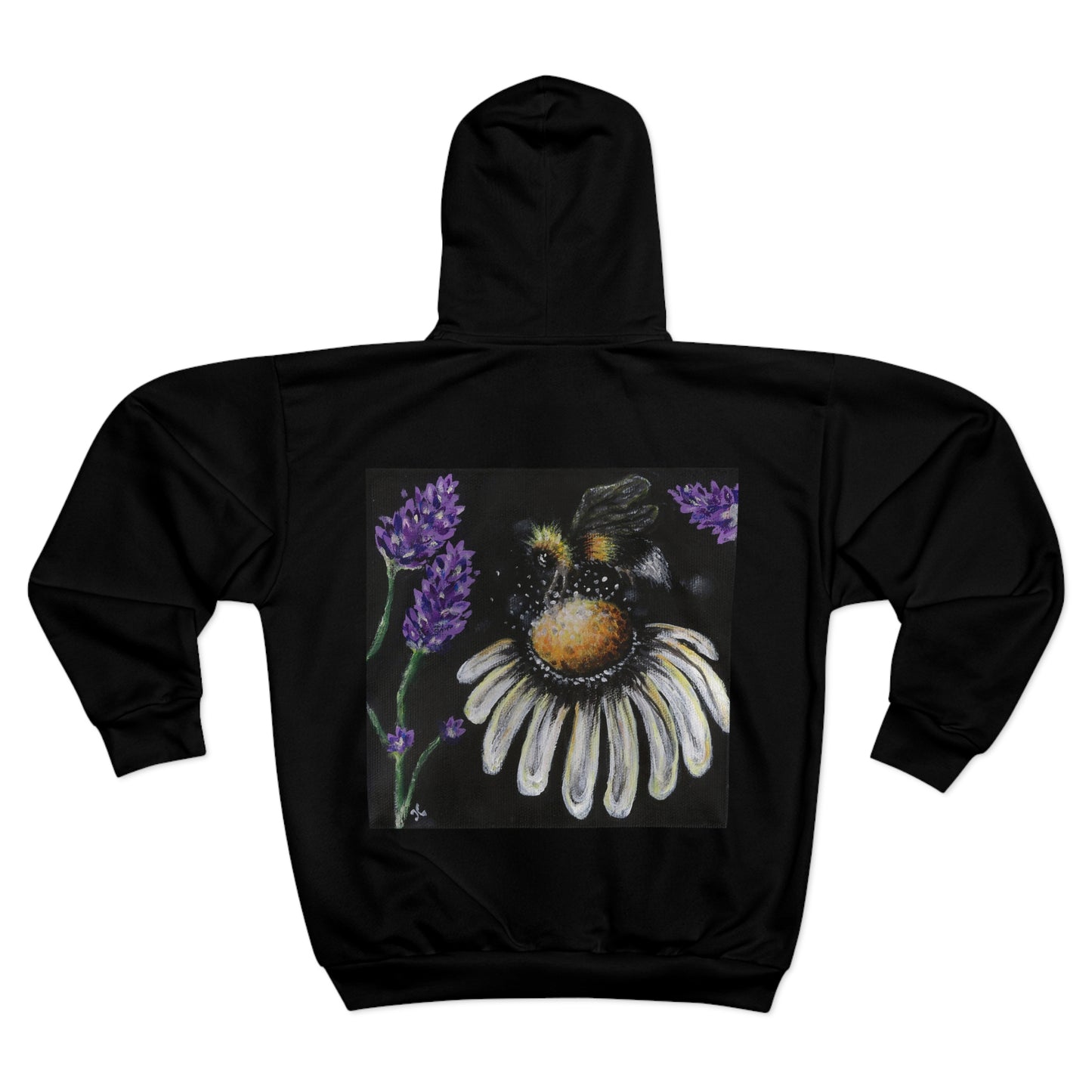 Excited Bee Unisex Zip Hoodie (AOP) Joyful Bee Series