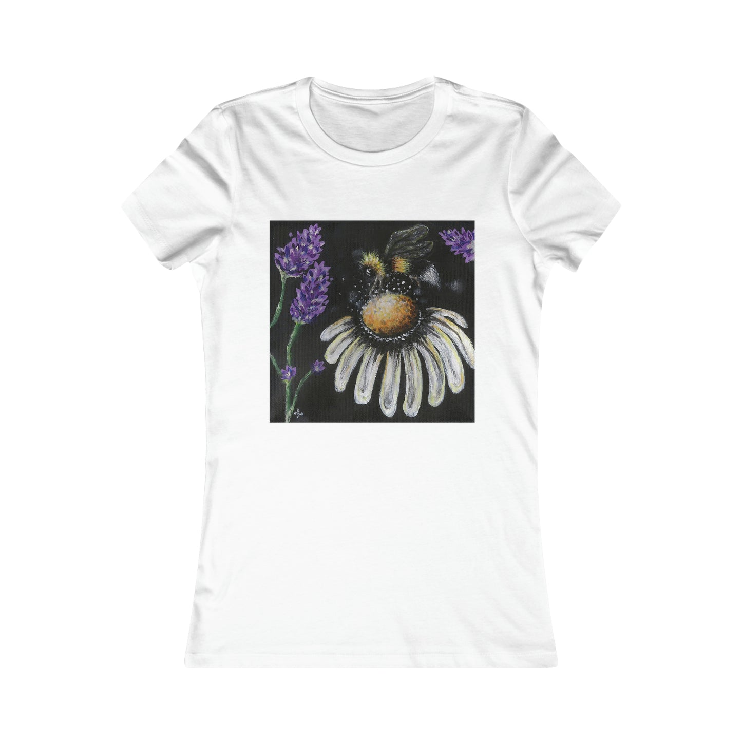 Excited Bee Women's Fitted Tee Shirt Joyful Bee Series