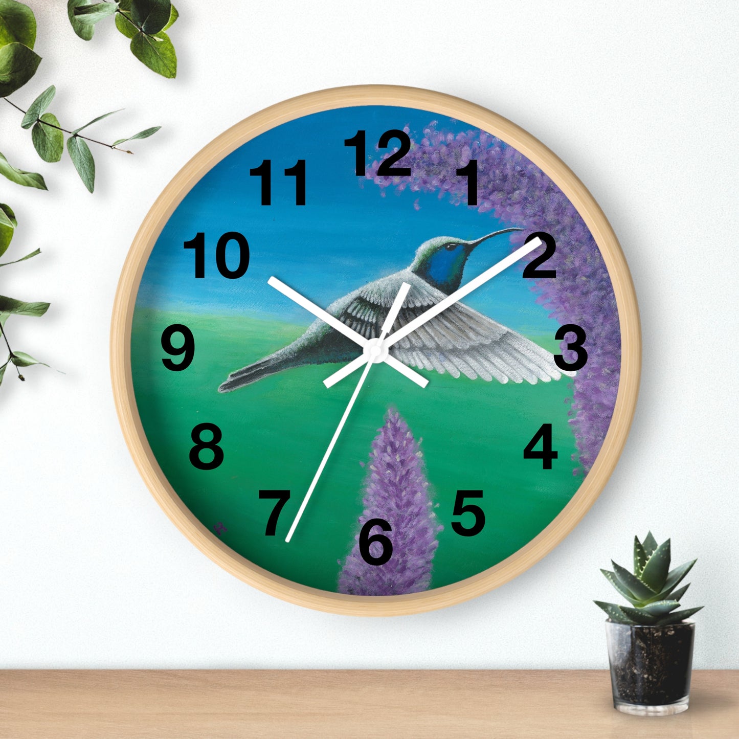 Hummingbird Wall Clock Art by Tammy Clark