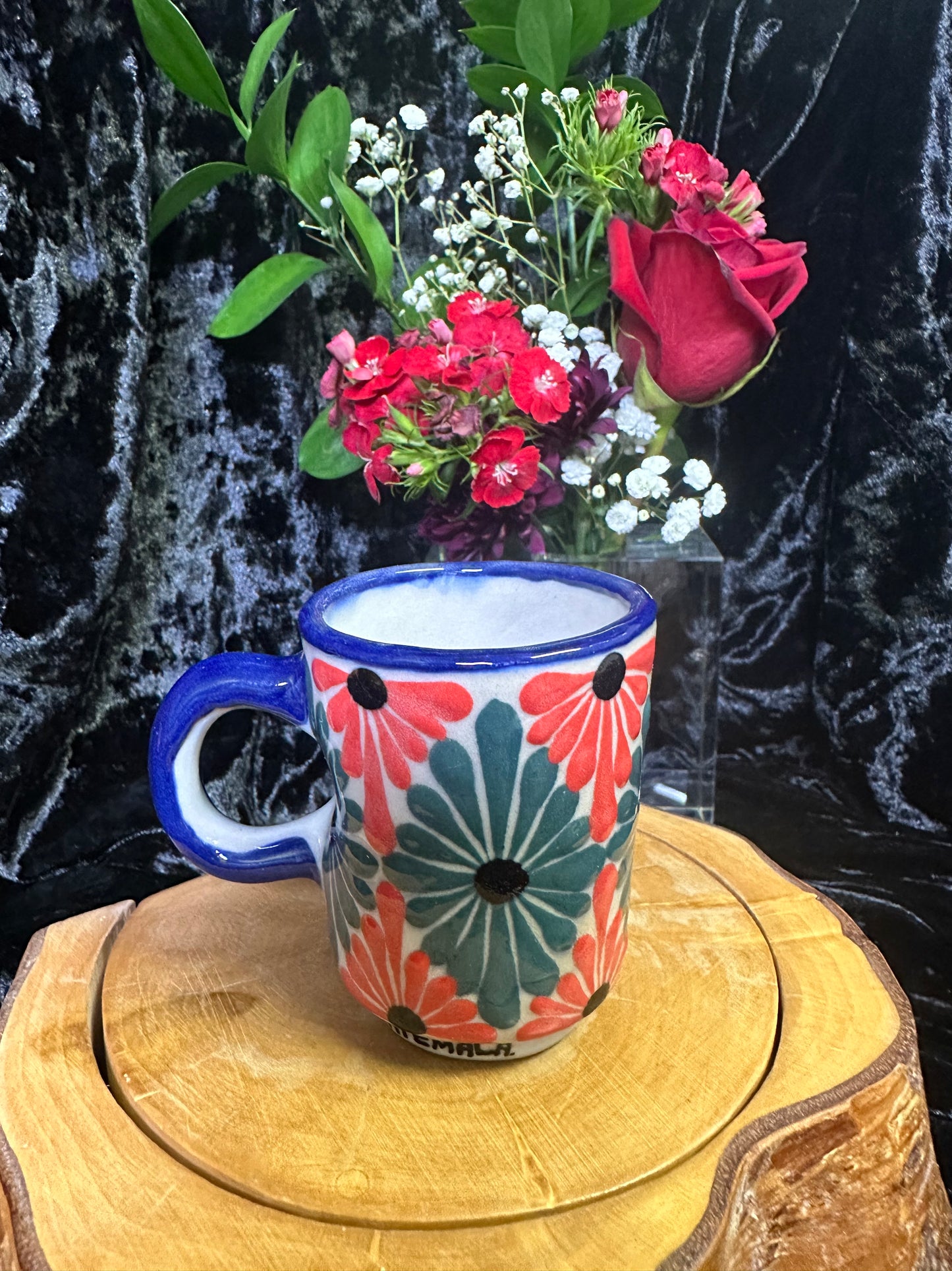Guatemala small tea cup orange and teal