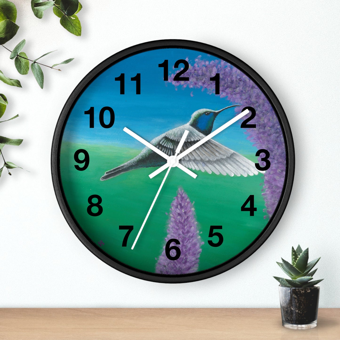 Hummingbird Wall Clock Art by Tammy Clark