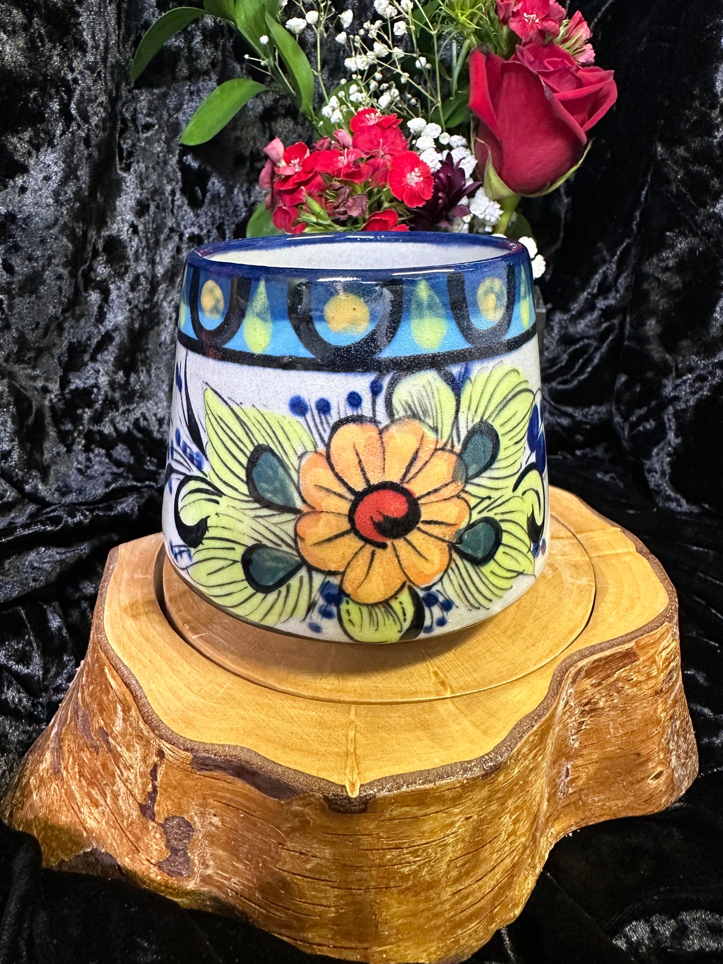 Guatemala Hummingbird Coffee Cup blue rim
