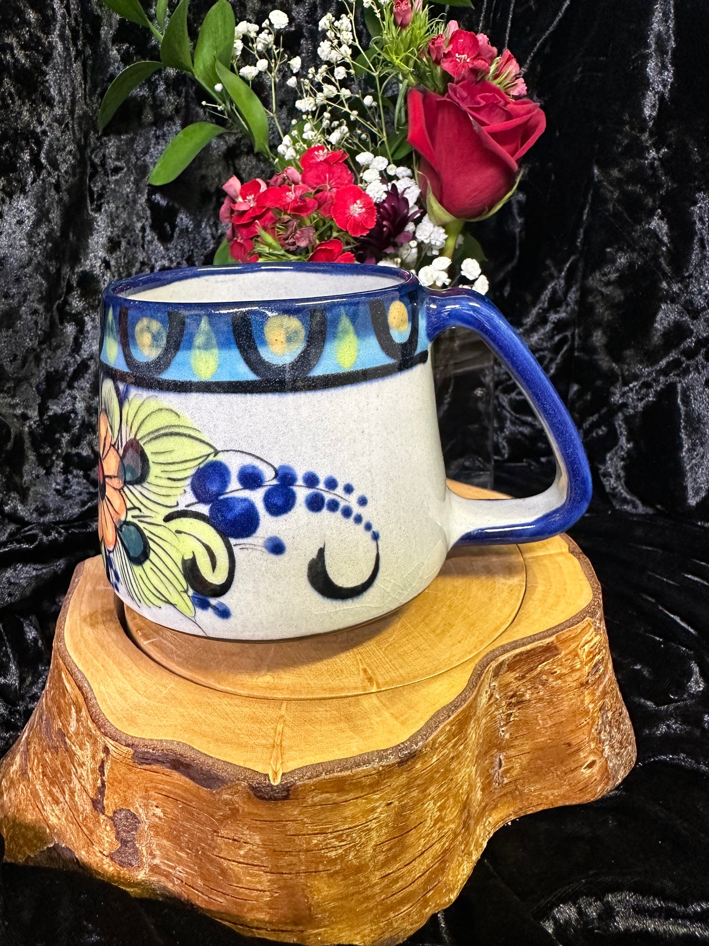 Guatemala Hummingbird Coffee Cup blue rim