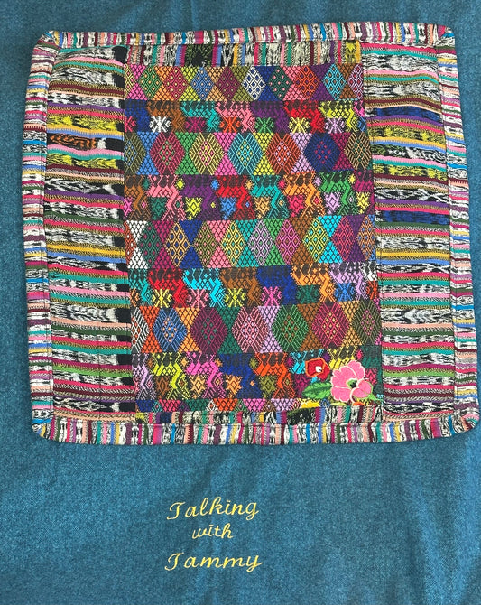 Guatemala Pillow Case: Handcrafted with Authentic Guatemala textiles from Santiago Atitlán 19” x 20” Colorful Patches of Guatemala Textiles