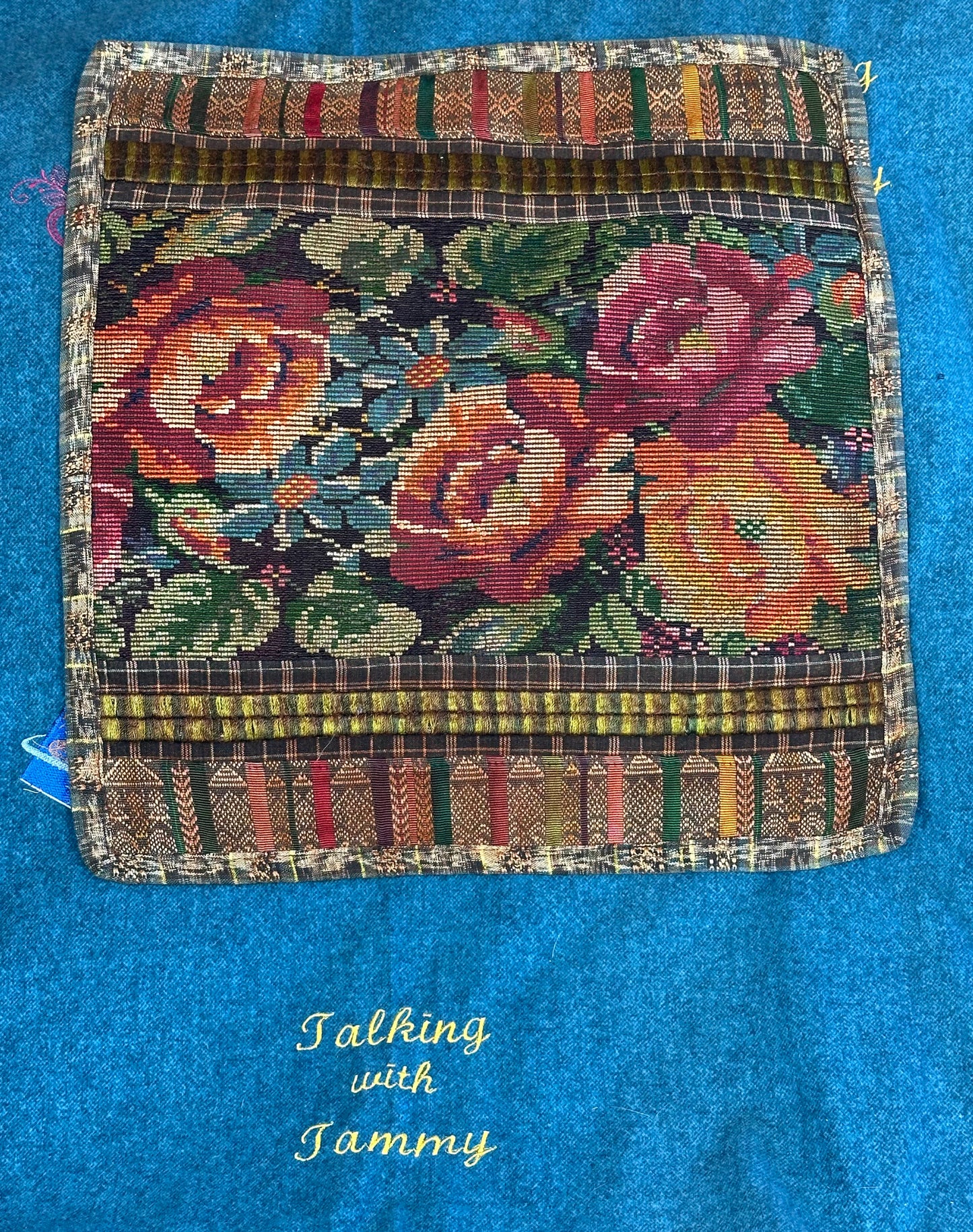 Guatemala Pillow Case: Handcrafted with Authentic Guatemala textiles from Santiago Atitlán 18” x 19” Hand embroidered Flowers Tapestry Style