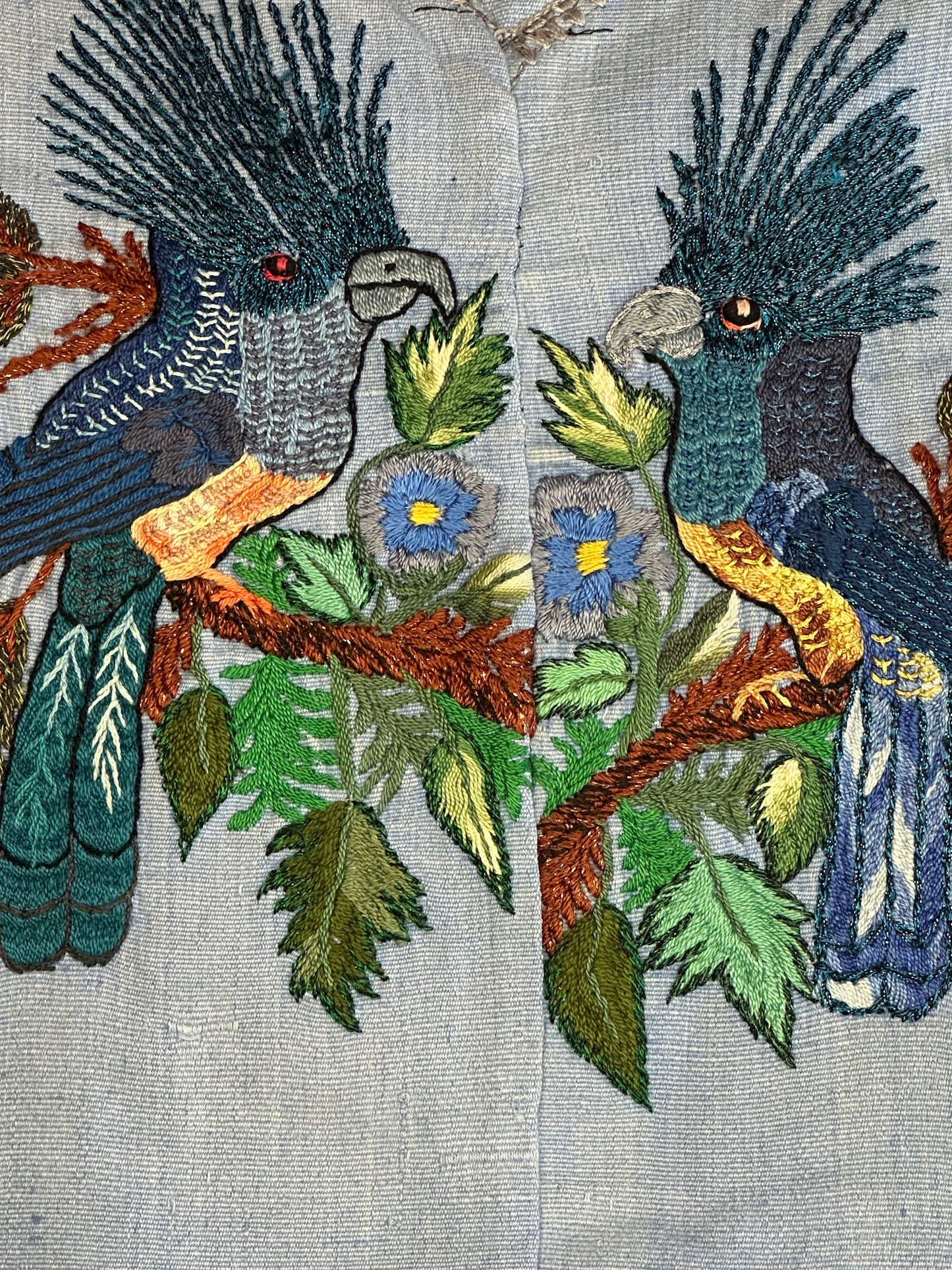 Guatemala Pillow Case: Handcrafted with Authentic Guatemala textiles from Santiago Atitlán 19” x 20” Blue with 2 Quetzals Birds