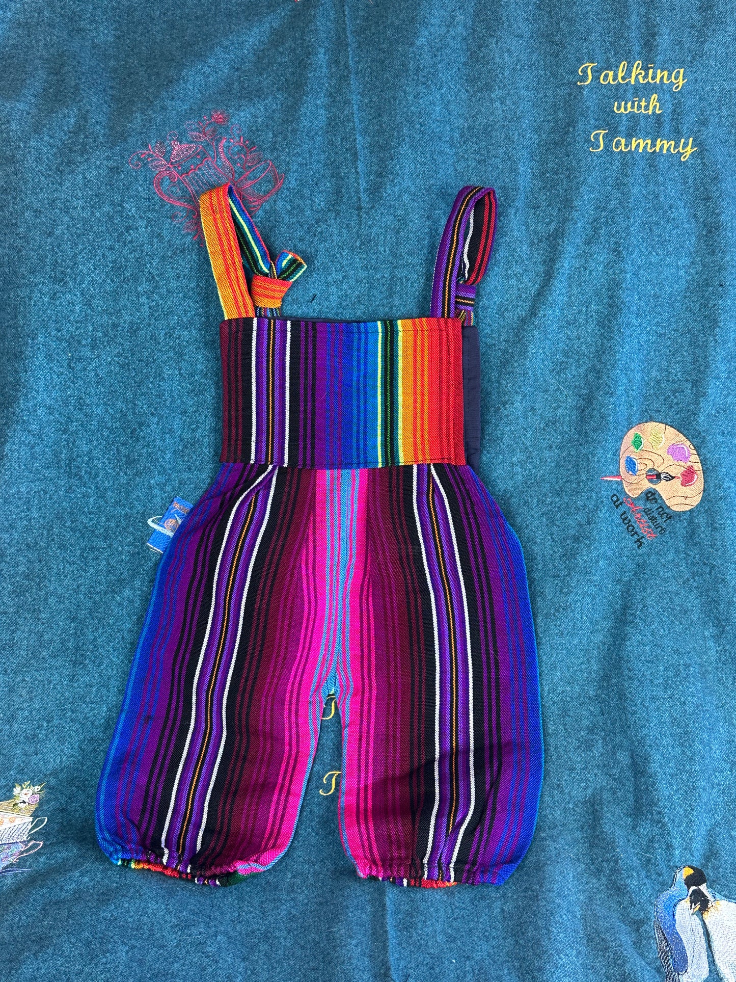 Vibrant Kids Overalls from Lake Atitlan, Guatemala Size 2 Rainbow colors