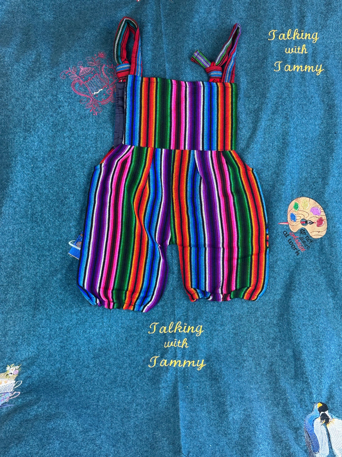 Vibrant Kids Overalls from Lake Atitlan, Guatemala Size 0 Rainbow Color