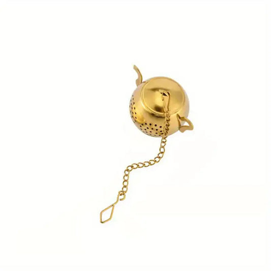 Gold Tea Pot shaped Tea Infuser with charm
