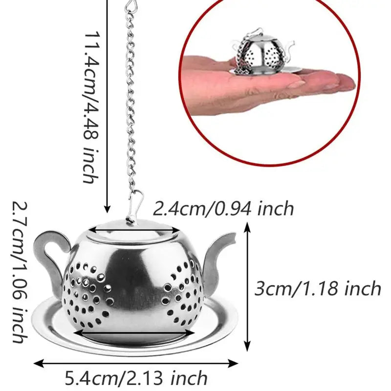 Gold Tea Pot shaped Tea Infuser with charm